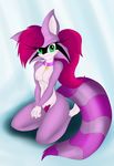  breasts collar female fur green_eyes hair looking_at_viewer mammal neronova nipples pink_fur pink_hair pubes raccoon sitting solo waccoon 