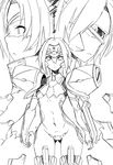  bad_id bad_pixiv_id blazblue bodysuit cape eyepatch greyscale highres lambda-11 mecha_musume mikusu monochrome mu-12 multiple_girls nu-13 visor 