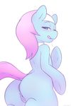 anthro anthrofied blue_eyes blue_fur blush butt dissyshy equine female friendship_is_magic fur hair half-closed_eyes horse looking_at_viewer lotus_(mlp) mammal my_little_pony plain_background pony pussy saliva solo terrabutt tongue white_background 