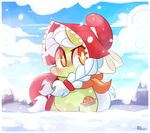  amber_eyes blush bonnet braided_hair chibi cloud cutie_mark equine female friendship_is_magic granny_smith_(mlp) hair horse lifeloser mammal my_little_pony outside pony ponytail scarf sky snow snowing solo standing white_hair 
