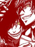  2boys alucard_(hellsing) artist_request final_fantasy final_fantasy_vii grin hair_over_one_eye hellsing looking_at_viewer multiple_boys sharp_teeth slit_pupils smile vincent_valentine yellow_eyes 