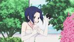  animated animated_gif blue_hair bride dress hair idolmaster lowres miura_azusa run running short short_hair wedding_dress 