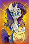  blue_eyes clothing equine female friendship_is_magic hair hat horn horse kaliptro2 loking_at_viewer looking_at_viewer mammal messy_hair my_little_pony overalls pony purple_hair rarity_(mlp) solo sparkles standing straw_hat unicorn 