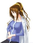  1girl brown_hair earrings eyes_closed female final_fantasy final_fantasy_vii jewelry long_hair lucrecia_crescent necklace ponytail pregnant robber-krzk solo 