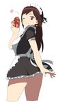  accio bad_id bad_pixiv_id brown_hair heart las_vegas_(accio) looking_back maid one_eye_closed original red_eyes simple_background skirt smile solo valentine white_background 