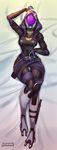  belt bodysuit breasts clothing female looking_at_viewer mask mass_effect quarian skinsuit skyline19 solo tali'zorah_nar_rayya thick_thighs thigh_gap video_games wide_hips 