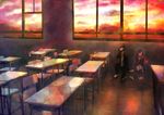  1girl bad_id bad_pixiv_id black_hair classroom crying desk hair_ornament kagerou_project kisaragi_shintarou long_hair momokuroboo red_scarf scarf school_desk school_uniform short_hair tateyama_ayano tears toumei_answer_(vocaloid) transparent 