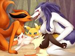  anthro blue_eyes blush braixen canine crying digimon drooling female fennec fingering fox group kissing kneeling kurama kyuubi lesbian lying mammal naruto nintendo nipples nude on_back pawpads pedohika pok&#233;mon pok&eacute;mon pussy_juice rain_silves red_eyes renamon saliva sergal size_difference tears tongue tongue_out video_games yellow_eyes 