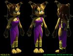  3d anthro breasts brown_hair cleavage clothed clothing feline female green_eyes hair lynx mammal nicole_the_lynx one-dimensional-man sega smile solo sonic_(series) 