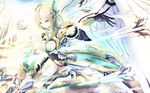  1girl aqua_eyes armor blonde_hair closed_mouth female frown gloves jewelry kikivi looking_at_viewer original solo 