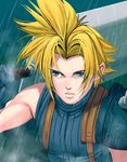  abe_takakazu bad_id bad_pixiv_id blonde_hair blue_eyes buster_sword cloud_strife final_fantasy final_fantasy_vii kuso_miso_technique male_focus masao parody solo sword weapon 