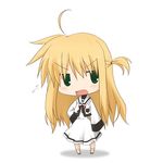  arisa_bannings bad_id bad_pixiv_id blonde_hair blush chibi green_eyes kohinata_sora lowres lyrical_nanoha mahou_shoujo_lyrical_nanoha school_uniform seishou_elementary_school_uniform side_ponytail solo 