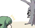  3girls gatau izayoi_sakuya jealous kochiya_sanae konpaku_youmu lowres multiple_girls stalking touhou tree 