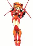  90s akitaka_mika armor blue_eyes boots choker ginga_ojou-sama_densetsu_yuna gloves greaves hairband heart highres jinguuji_shiori mecha_musume orange_hair pauldrons pigeon-toed pink_footwear robot_ears scan solo thigh_boots thigh_gap thighhighs 