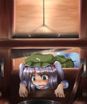  backpack bad_end bag blue_eyes blue_hair execution guillotine hair_bobbles hair_ornament hat kawashiro_nitori open_mouth pillory shimo_(depthbomb) short_hair solo tears touhou twintails two_side_up 