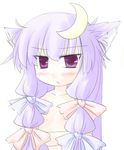  :&lt; animal_ears cat_ears crescent crescent_hair_ornament hair_ornament natsuki_(silent_selena) patchouli_knowledge purple_eyes purple_hair solo touhou 