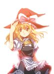  anime_coloring blonde_hair braid hand_on_headwear hat ishigami_kazui kirisame_marisa solo touhou witch_hat yellow_eyes 