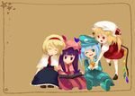  ;d alice_margatroid bad_id bad_pixiv_id blonde_hair blue_eyes book chibi crystal demon_wings flandre_scarlet full_body hachimillion hat kawashiro_nitori long_hair mob_cap multiple_girls one_eye_closed one_side_up open_mouth patchouli_knowledge purple_eyes purple_hair reading red_eyes short_hair silver_hair sleeping smile touhou very_long_hair wings 