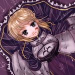  armor artoria_pendragon_(all) bad_id bad_pixiv_id blonde_hair blood blood_on_face fate/stay_night fate_(series) green_eyes injury rain saber solo tears 