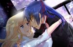  1girl akebi_(kakuri) couple hetero japanese_clothes long_hair macross macross_frontier saotome_alto sheryl_nome 