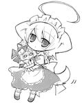  :&lt; ahoge angeltype animal_ears chibi dog_ears dog_tail greyscale hairband inu_sakuya izayoi_sakuya monochrome multiple_girls remilia_scarlet ribbon tail touhou 