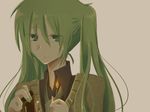  bad_id bad_pixiv_id fire green_eyes green_hair green_nails hatsune_miku long_hair nail_polish necktie shari smile solo twintails vocaloid 