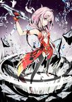  alternate_costume bare_shoulders black_legwear breasts center_opening cleavage firecel gloves guilty_crown hair_ornament hairclip long_hair looking_at_viewer navel pink_hair red_eyes small_breasts solo thighhighs twintails void_(guilty_crown) yuzuriha_inori 