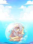  blonde_hair bubble cloud derpy_hooves_(mlp) equine female floating friendship_is_magic hair horse lifeloser mammal messy_hair my_little_pony outside pegasus pony sky smile solo wings yellow_eyes 
