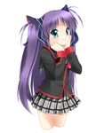  bad_id bad_pixiv_id blue_eyes hands_on_own_face little_busters! long_hair purple_hair sasasegawa_sasami school_uniform twintails yupachi 