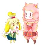  animal_crossing annoying_watermark blush female isabelle_(animal_crossing) nintendo reese_(animal_crossing) video_games watermark zantchan 