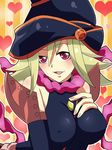  blonde_hair blush breasts covered_nipples duel_monster gagaga_girl gloves hand_on_own_chest hat heart large_breasts long_hair looking_at_viewer mai_(shayu345) open_mouth red_eyes smile solo wizard_hat yuu-gi-ou yuu-gi-ou_zexal 