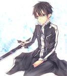  black_eyes black_hair kirito kirito_(sao-alo) male_focus misuzu_(iridescence) pointy_ears sword sword_art_online weapon 