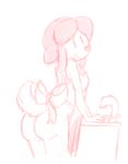 apron butt canine dog female harriet looking_at_viewer looking_back mammal monochrome nintendo poodle unknown_artist video_games 