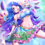  aikatsu! aikatsu!_(series) blue_hair dancer harihisa highres kazesawa_sora long_hair mole navel open_mouth purple_hair solo 