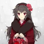  blush flower hair_flower hair_ornament long_hair red_eyes ring_dream rose smile solo vampire_suzumori yorumura_shiro 