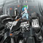  arm_up armored_core armored_core_4 azuki_(azuki-taste) blue_eyes blue_hair hat kawashiro_nitori looking_at_viewer mecha open_mouth short_hair smile solo supplice touhou wrench 