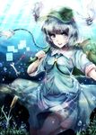  backpack bad_id bad_pixiv_id bag blue_eyes blue_hair cucumber extra_arms hair_bobbles hair_ornament hat kawashiro_nitori key kotonoman mechanical_arm open_mouth screwdriver short_hair skirt sleeves_rolled_up smile solo touhou two_side_up underwater water wrench 
