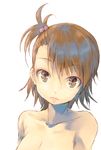  bare_shoulders brown_eyes brown_hair futami_ami idolmaster idolmaster_(classic) lips looking_at_viewer out-of-frame_censoring side_ponytail solo yae_(mono110) 