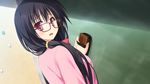  black_hair game_cg glace glasses hikage_honoka koishiki_manual long_hair pink_eyes saeki_nao 