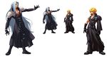  2boys aiz00 artist_request blonde_hair blue_eyes cloud_strife final_fantasy final_fantasy_vii gloves green_eyes grey_hair king_of_fighters long_hair male male_focus multiple_boys parody pixel_art sephiroth snk standing style_parody 