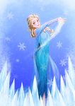  absurdres blonde_hair blue_eyes braid dress elsa_(frozen) frozen_(disney) highres hu58013901 ice lips long_hair single_braid snowflakes solo 