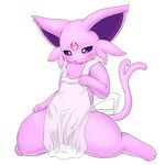  blush cat cute eeveelution espeon feline female feral forehead_gem fuddy fur mammal nintendo pink_fur plain_background pok&#233;mon pok&eacute;mon purple_eyes pussy solo translucent video_games white_background 