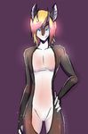  abstract_background antlers black_nose blonde_hair blue_eyes cervine deer fur glowing grey_body grey_fur hair hand_on_hip horn looking_at_viewer male mammal naomy nude plain_background purple_background smirk solo standing toned unknown_species white_fur 