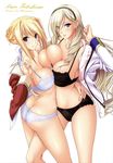  absurdres arm_around_waist ass asymmetrical_docking black_bra black_panties blonde_hair blue_eyes blush bra braid breast_press breasts butt_crack celia_kumani_entory cleavage collarbone dress_shirt drill_hair english fingernails frame hair_over_one_eye hairband highres holding huge_filesize komori_kei lace lace_bra lace_panties large_breasts leg_between_thighs long_hair long_sleeves looking_at_viewer multiple_girls open_clothes panties parted_lips princess_lover purple_eyes school_uniform shirt silvia_van_hossen smile symmetrical_docking underwear walkure_romanze white_background white_bra white_panties yuri 