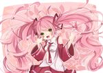 blush green_eyes hatsune_miku long_hair motsuni_(lxxe1120) pink_hair sakura_miku tie twintails vocaloid 