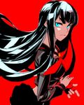  bad_id bad_pixiv_id bangs banned_artist black_hair blue_eyes cosplay eyebrows fingerless_gloves gloves kill_la_kill kiryuuin_satsuki long_hair matoi_ryuuko matoi_ryuuko_(cosplay) midriff s_tanly senketsu single_glove skirt solo thick_eyebrows 