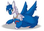  anthro anuvia blue_eyes blue_skin blush erection latios legendary_pok&#233;mon legendary_pok&eacute;mon male necklace nintendo penis plain_background pok&#233;mon pok&eacute;mon video_games white_background white_skin 