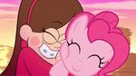  battybovine crossover duo equine eyes_closed female friendship_is_magic gravity_falls hair horse hug human mabel mabel_pines mammal my_little_pony nuzzle pink_hair pinkie_pie_(mlp) pony smile 