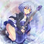  acoustic_guitar blue_hair eyepatch guitar highres instrument original red_eyes short_hair solo tennouji_masamichi 