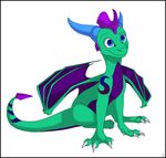  3_toes 4_toes blue_eyes blue_horns crest cute cyan cyan_dragon dragon fourth_star male markings purple_crest purple_plates purple_underbelly purple_wings scalie sitting skye skye_the_dragon smile solo tatto wings young 